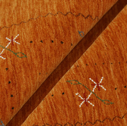 Gabbeh Border Orange Rust Hand Loomed Wool Area Rug.