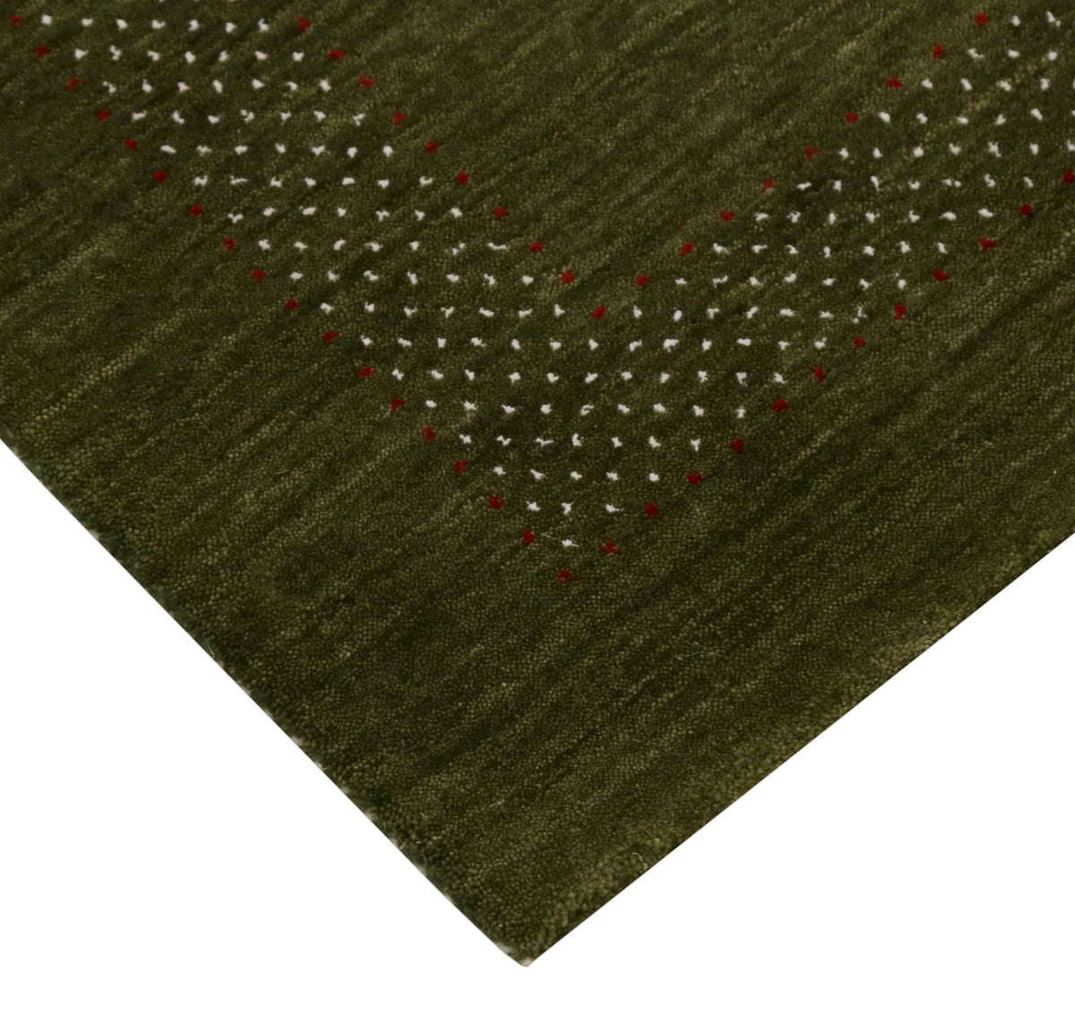 Gabbeh Design Hand Loomed Green Wool Area Rug.