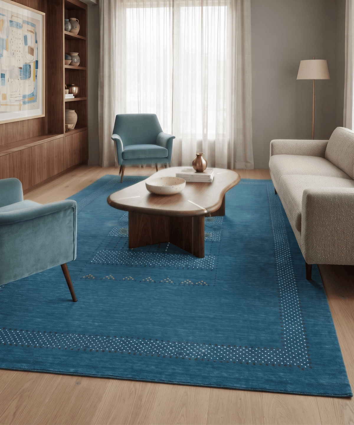 Gabbeh Design Hand Loomed Wool Area Rug.