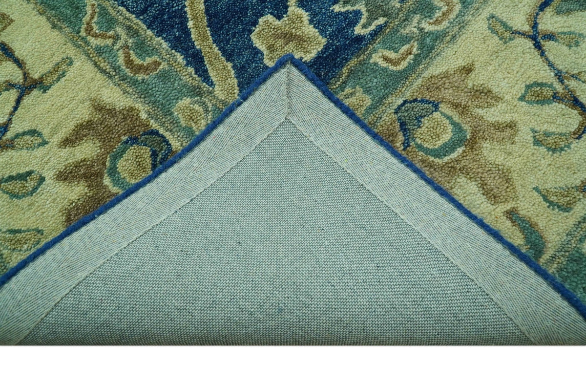 Georgia Custom Made Traditional Blue And Beige Hand Tufted Wool Rug.