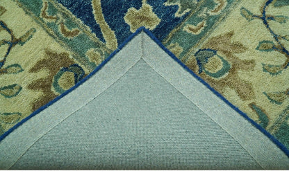 Georgia Custom Made Traditional Blue And Beige Hand Tufted Wool Rug.