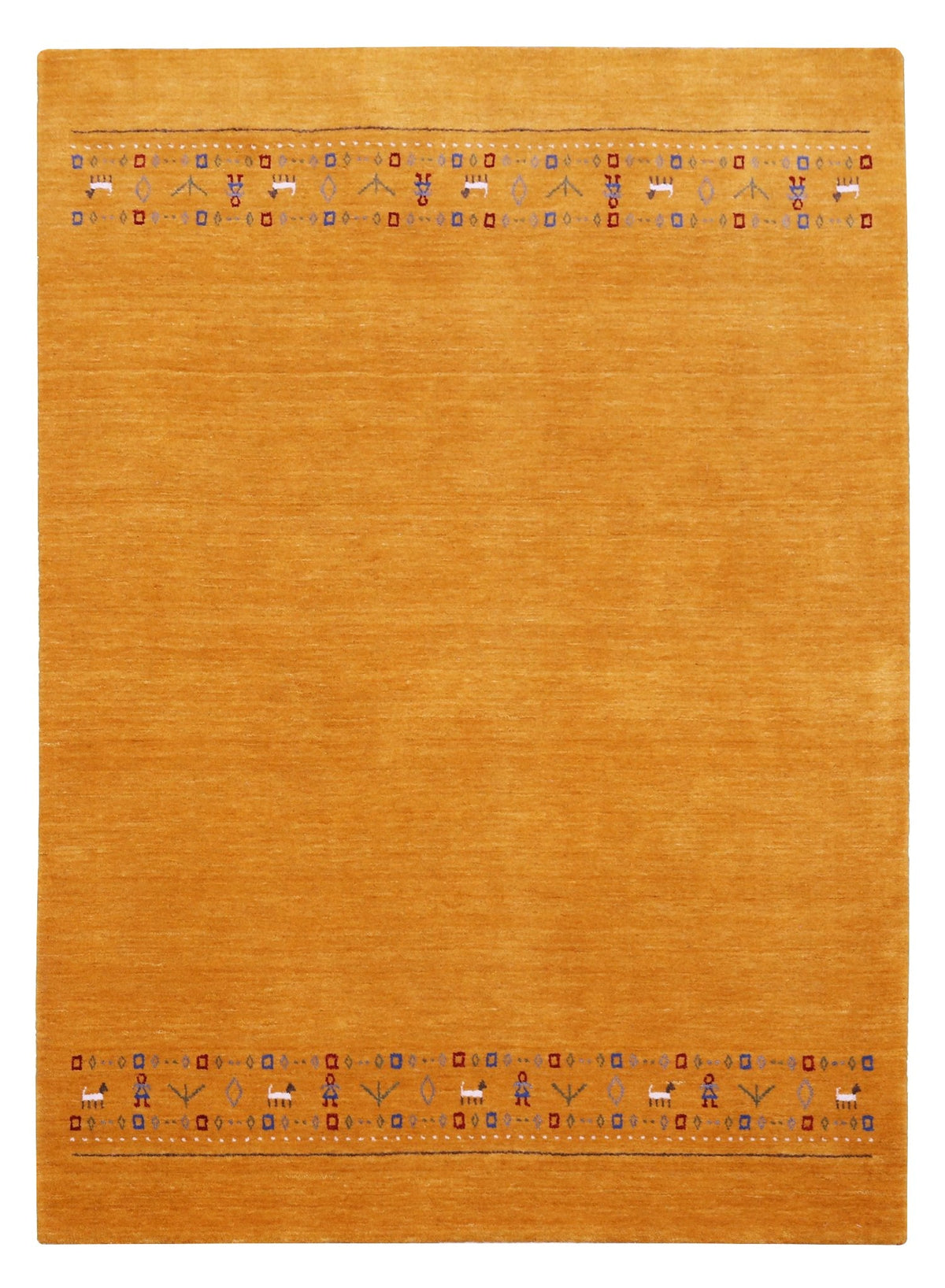 Gold And Blue Modern Design Hand Loomed Wool Area Rug.