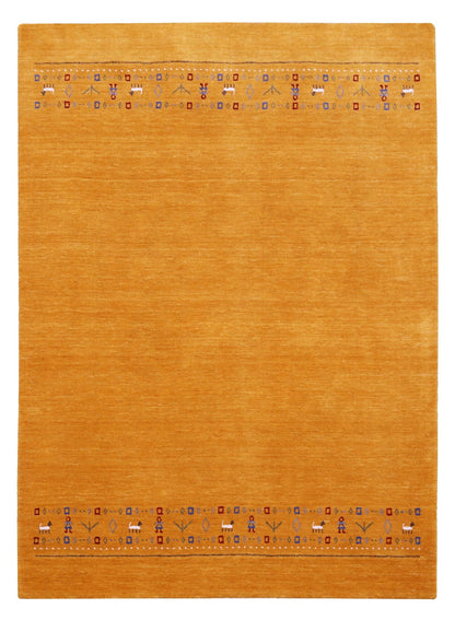 Gold And Blue Modern Design Hand Loomed Wool Area Rug.