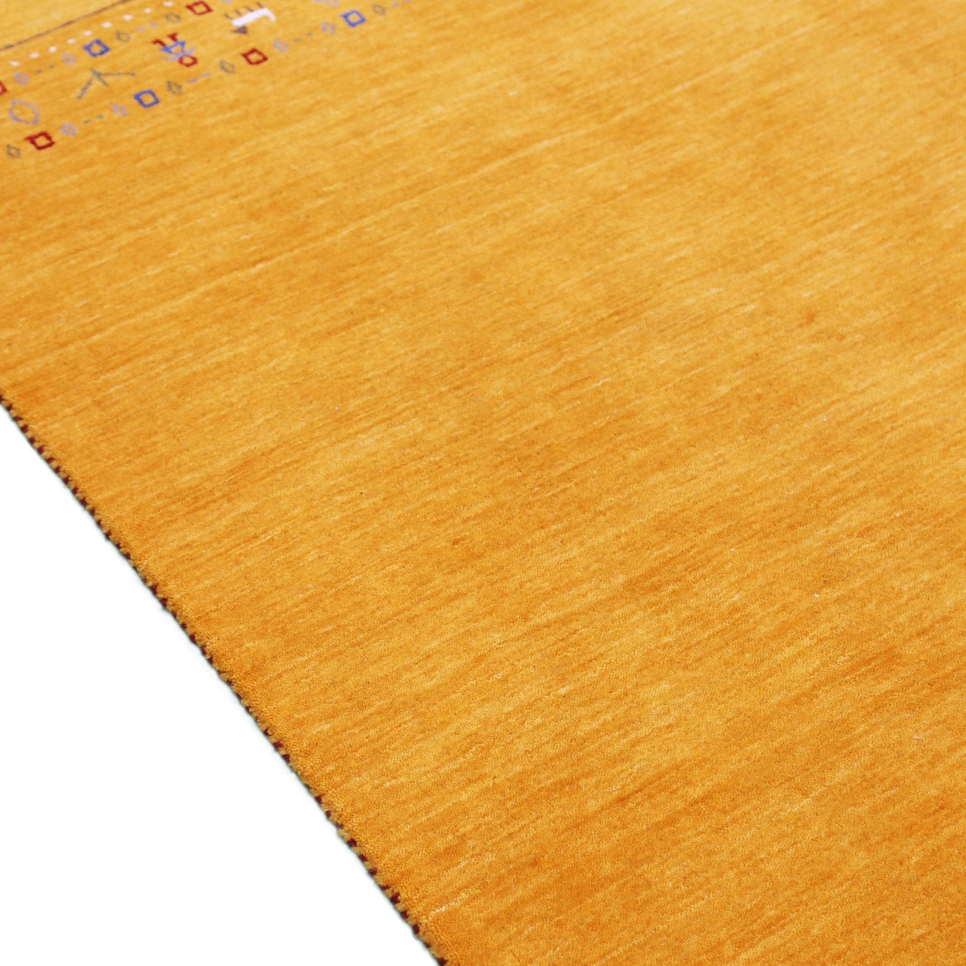 Gold And Blue Modern Design Hand Loomed Wool Area Rug.