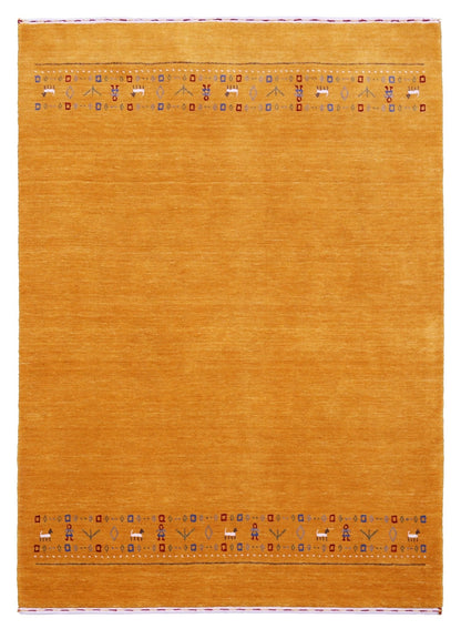 Gold And Blue Modern Design Hand Loomed Wool Area Rug.