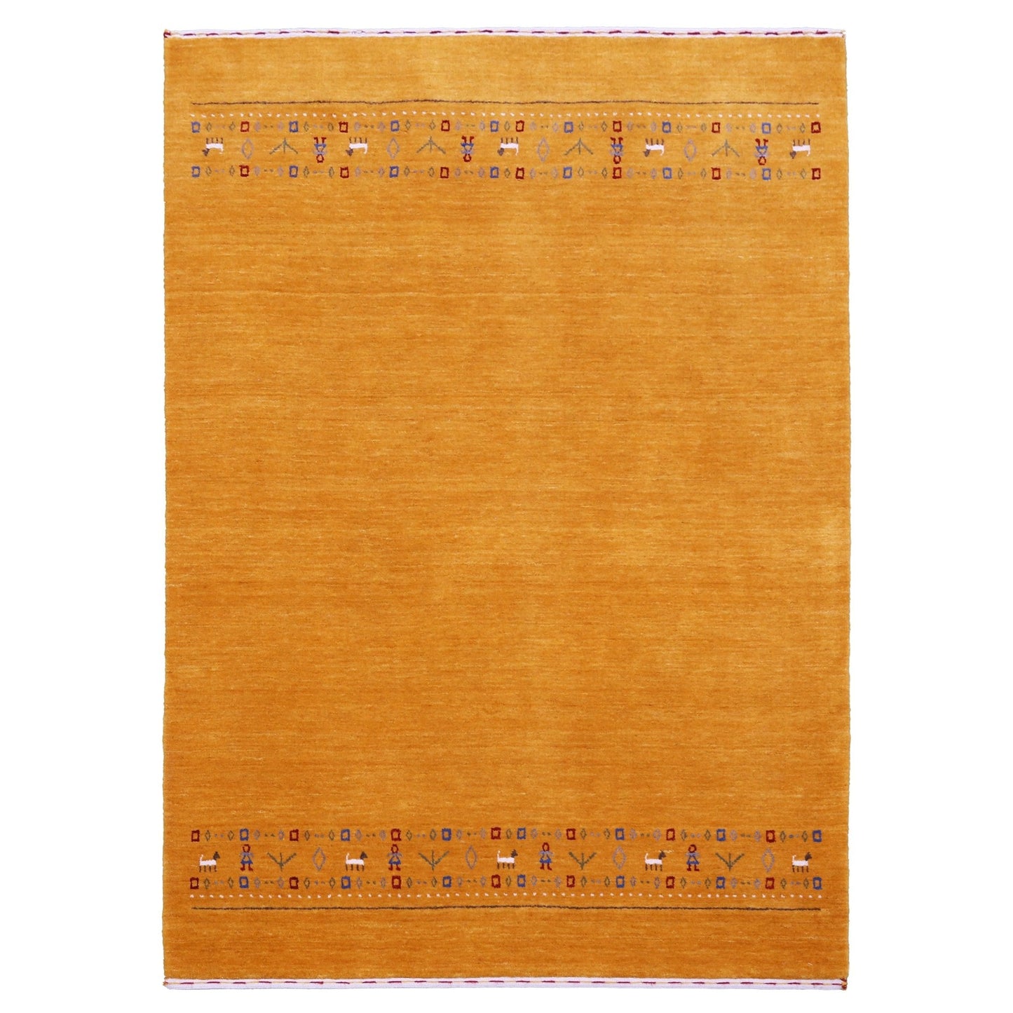 Gold And Blue Modern Design Hand Loomed Wool Area Rug.