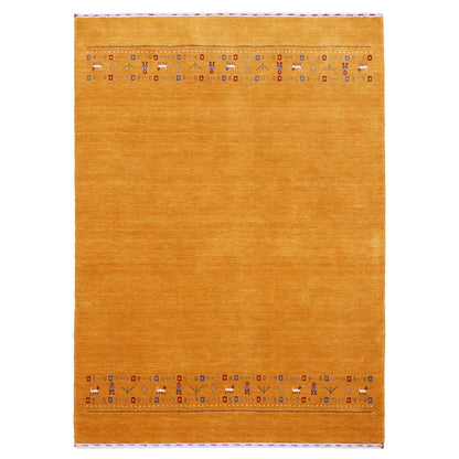 Gold And Blue Modern Design Hand Loomed Wool Area Rug.
