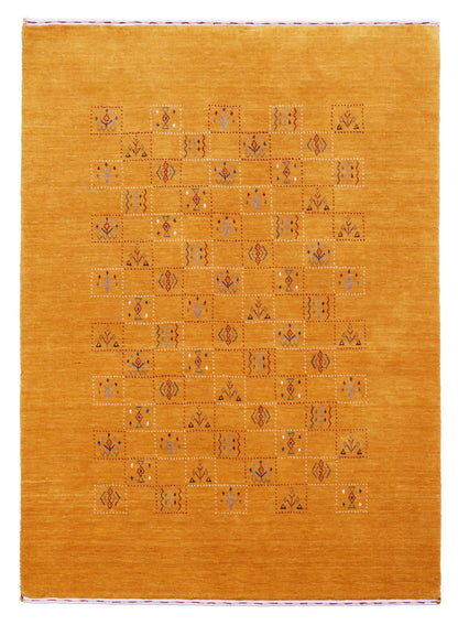 Gold Center Pattern Hand Loomed Wool Area Rug