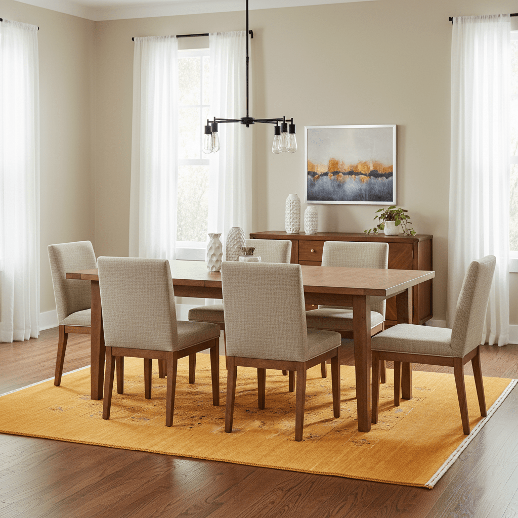 Gold Center Pattern Hand Loomed Wool Area Rug