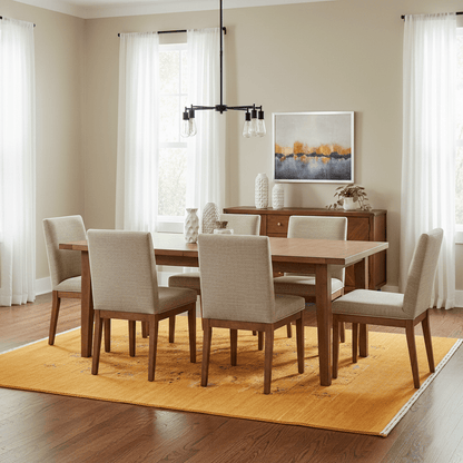 Gold Center Pattern Hand Loomed Wool Area Rug