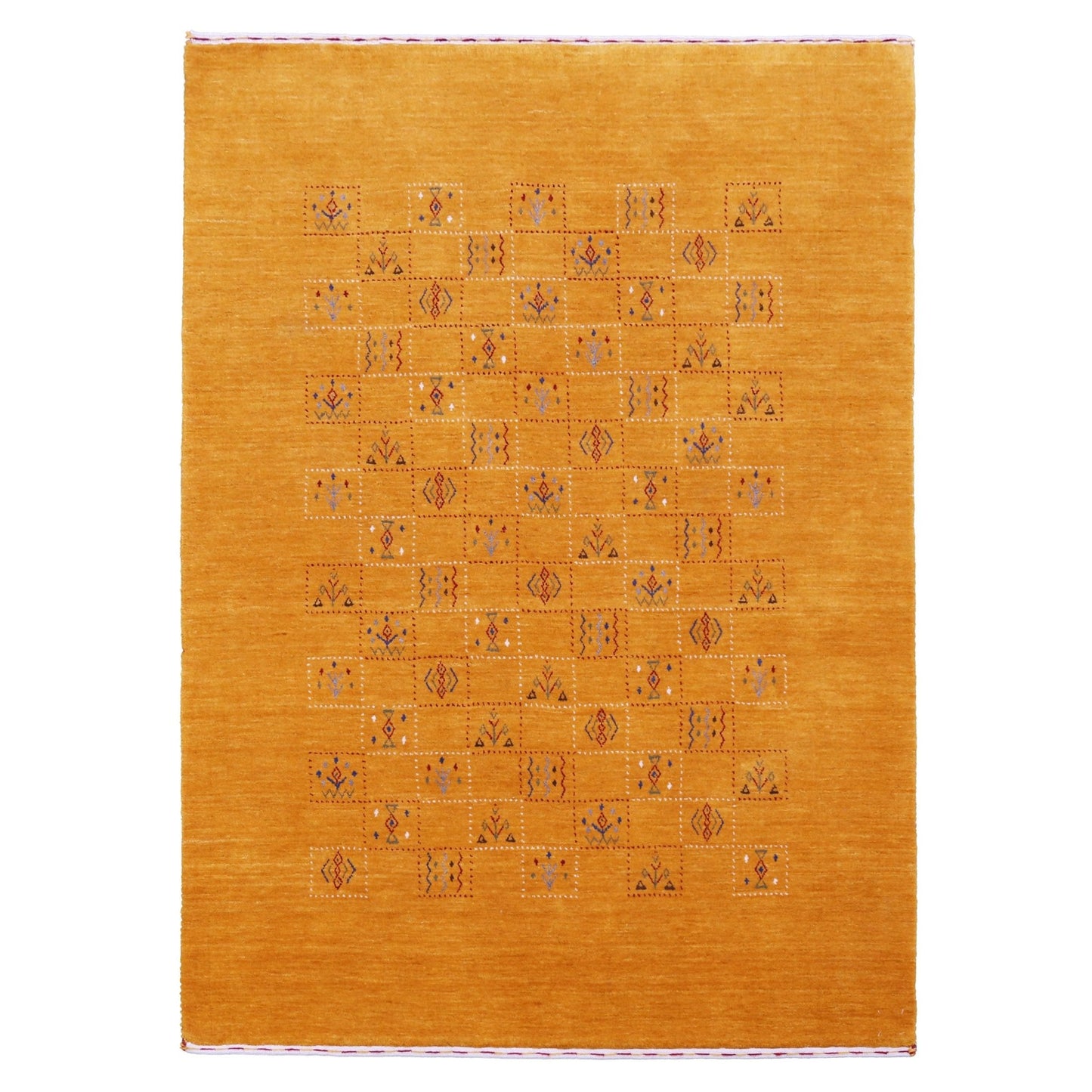 Gold Center Pattern Hand Loomed Wool Area Rug