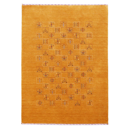 Gold Center Pattern Hand Loomed Wool Area Rug