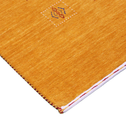 Gold Center Pattern Hand Loomed Wool Area Rug