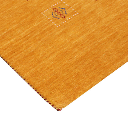 Gold Center Pattern Hand Loomed Wool Area Rug.