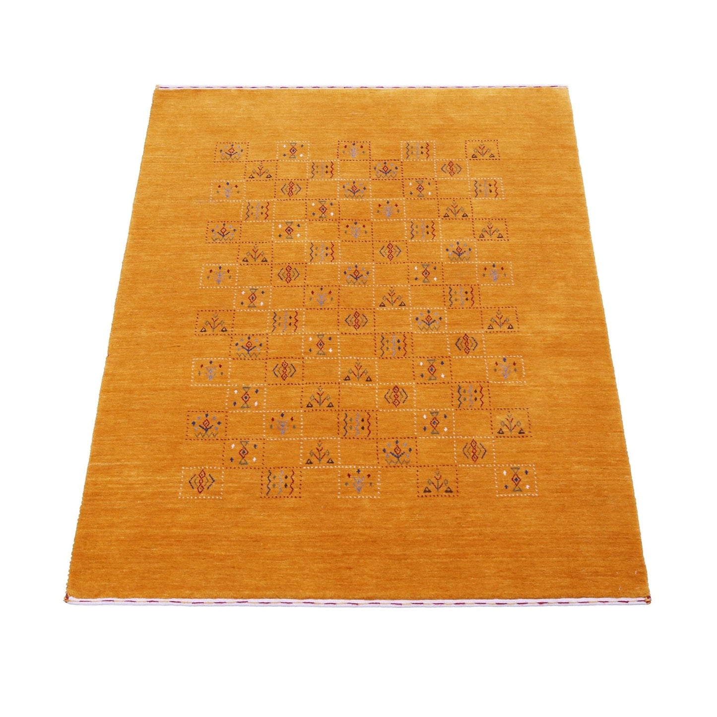 Gold Center Pattern Hand Loomed Wool Area Rug
