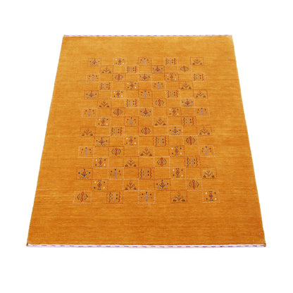 Gold Center Pattern Hand Loomed Wool Area Rug
