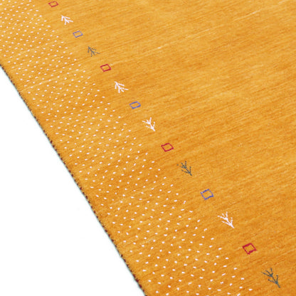 Gold Tribal Border Design Hand Loomed Wool Area Rug.