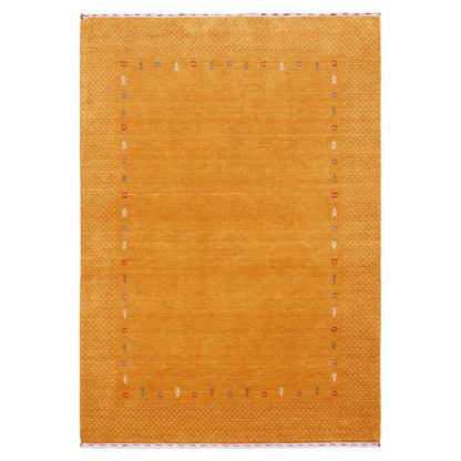 Gold Tribal Border Design Hand Loomed Wool Area Rug