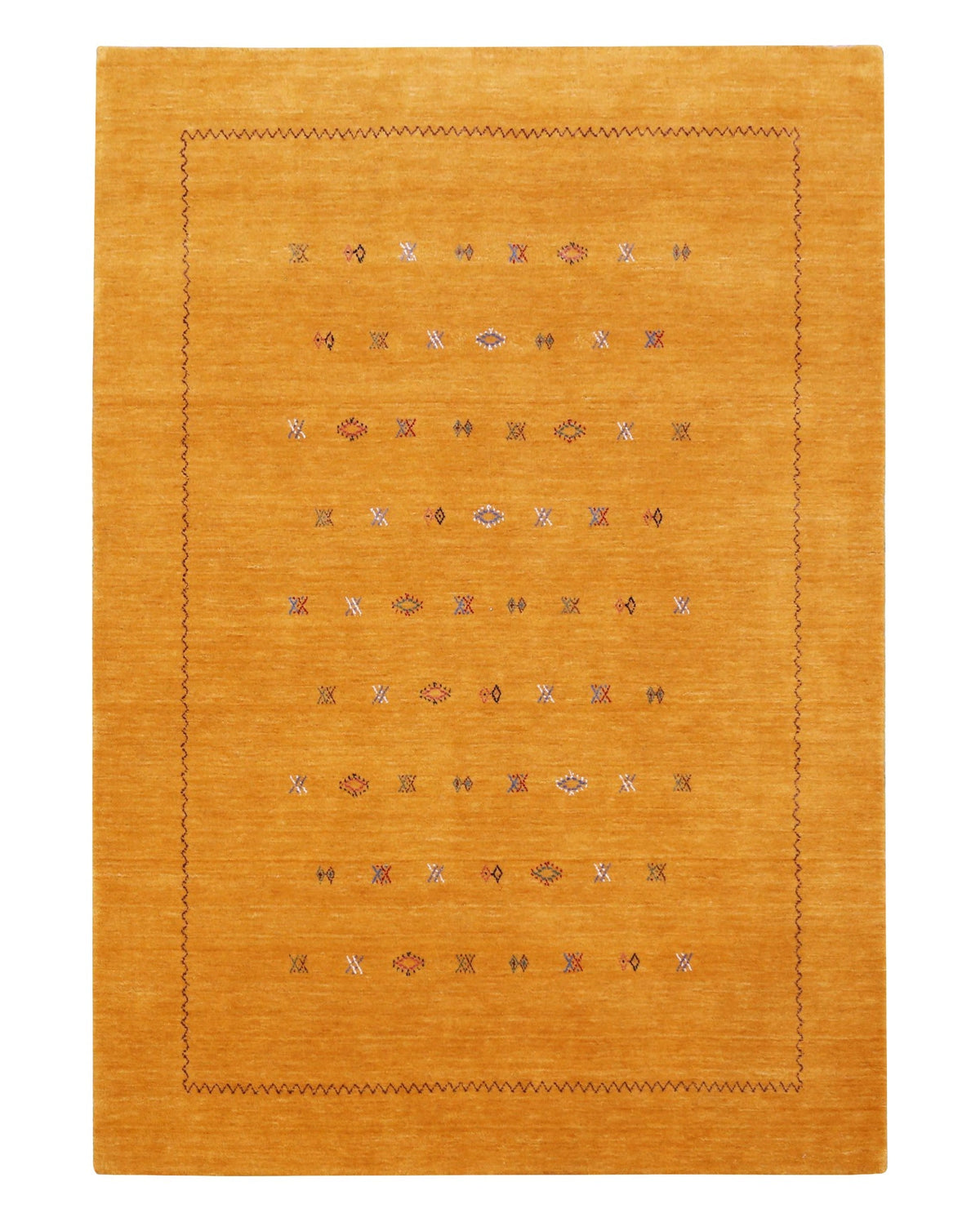 Gold Tribal Center Medallion Hand Loomed Wool Area Rug.