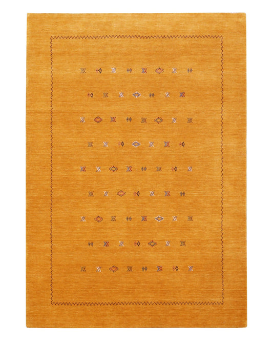 Gold Tribal Center Medallion Hand Loomed Wool Area Rug.