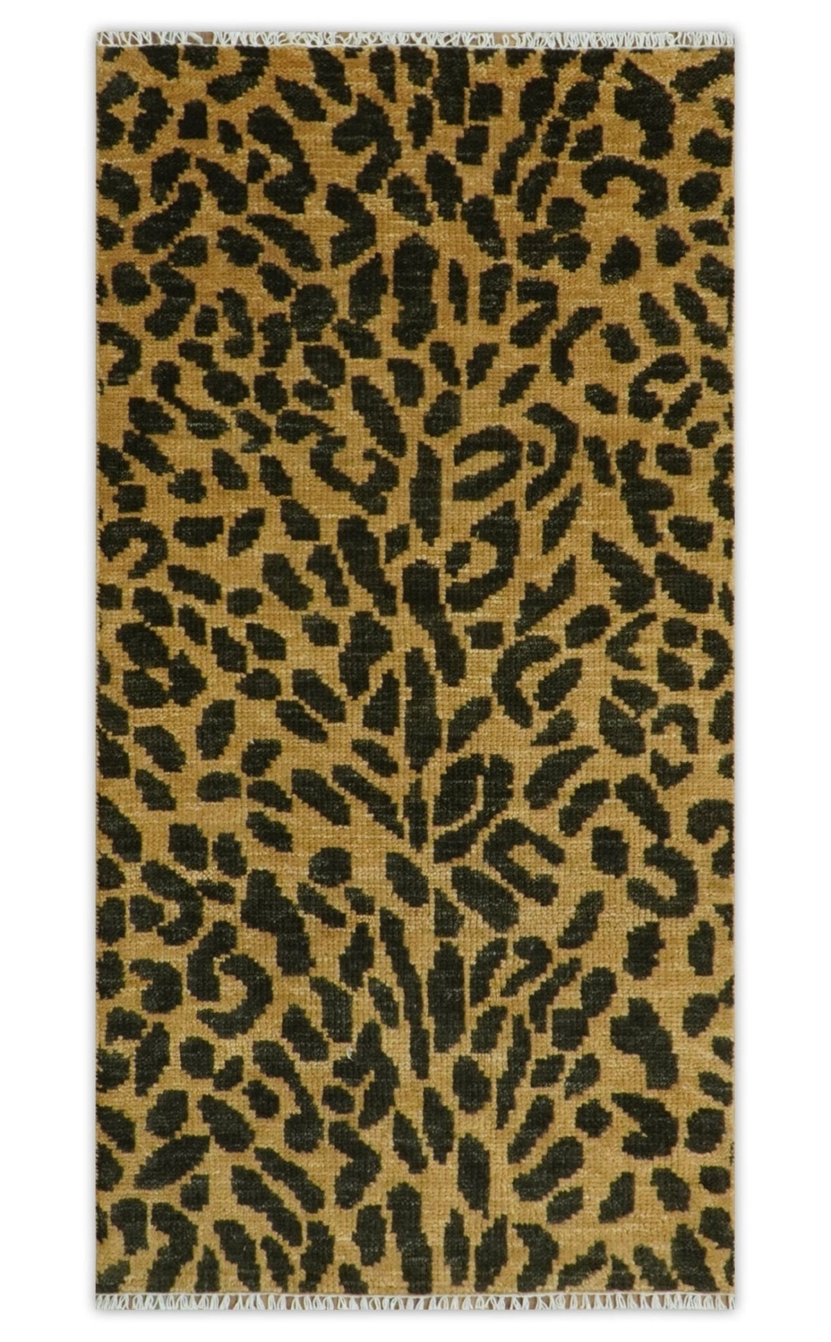 Golden-Brown and Charcoal Modern leopard Design Hand knotted multi Size wool area rug.