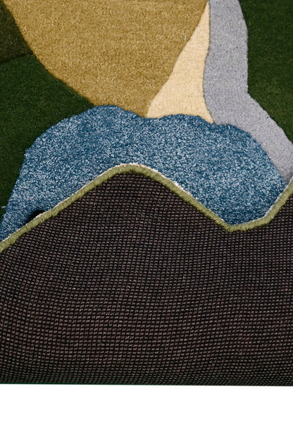 Golf course Modern Style Green Hand Tufted Wool Area Rug