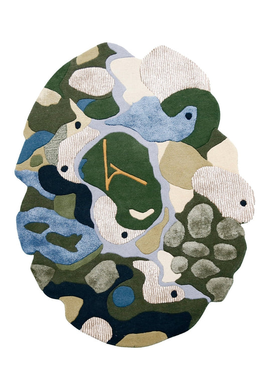 Golf course Modern Style Green Hand Tufted Wool Area Rug