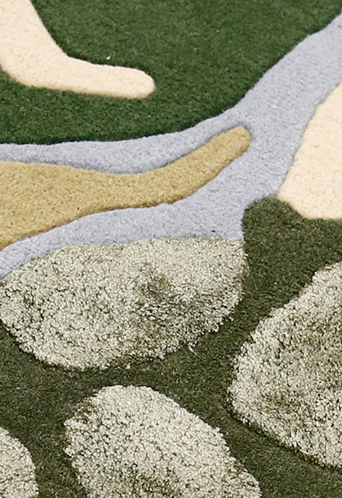 Golf course Modern Style Green Hand Tufted Wool Area Rug.