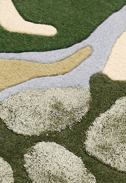 Golf course Modern Style Green Hand Tufted Wool Area Rug.