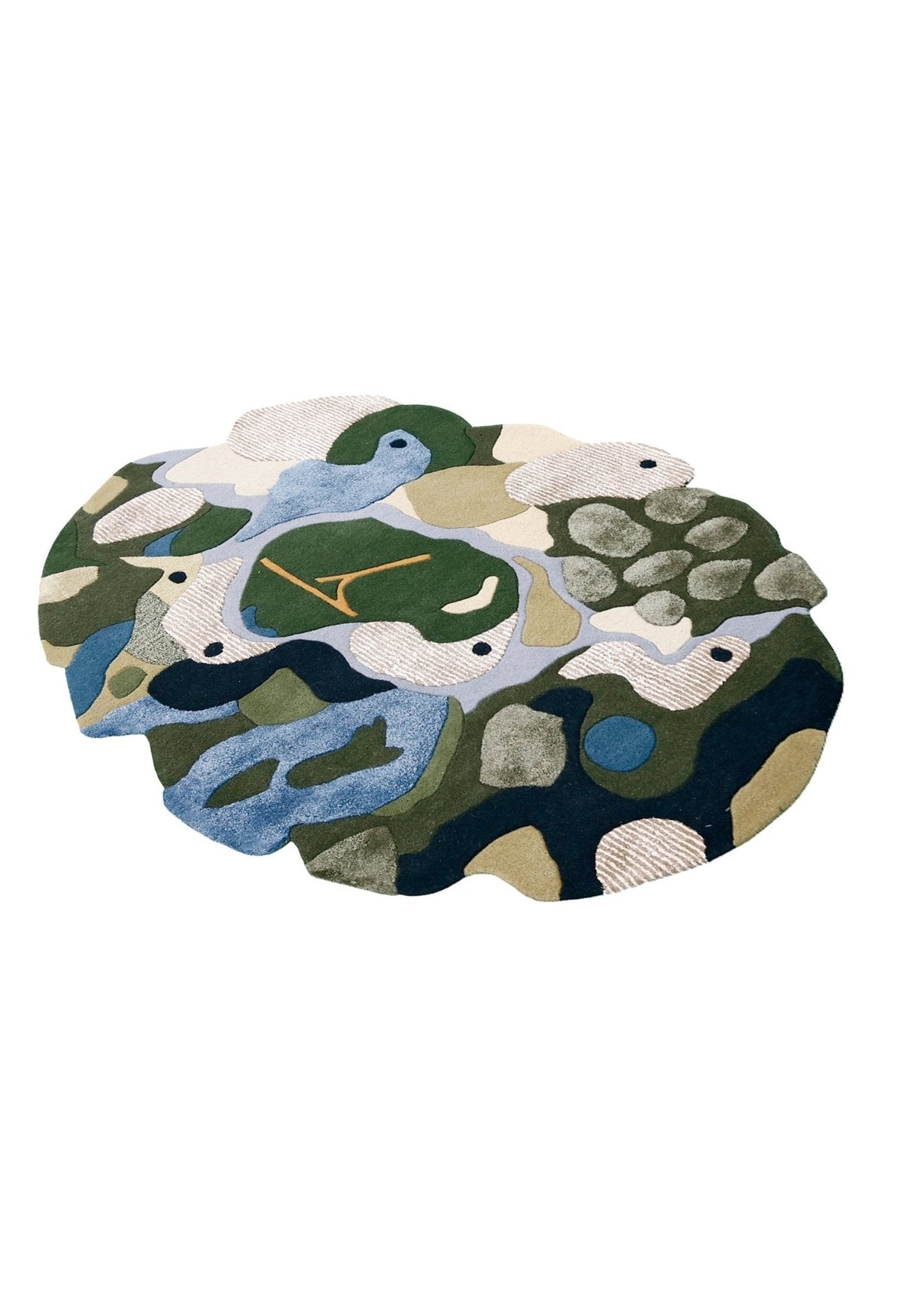 Golf course Modern Style Green Hand Tufted Wool Area Rug.