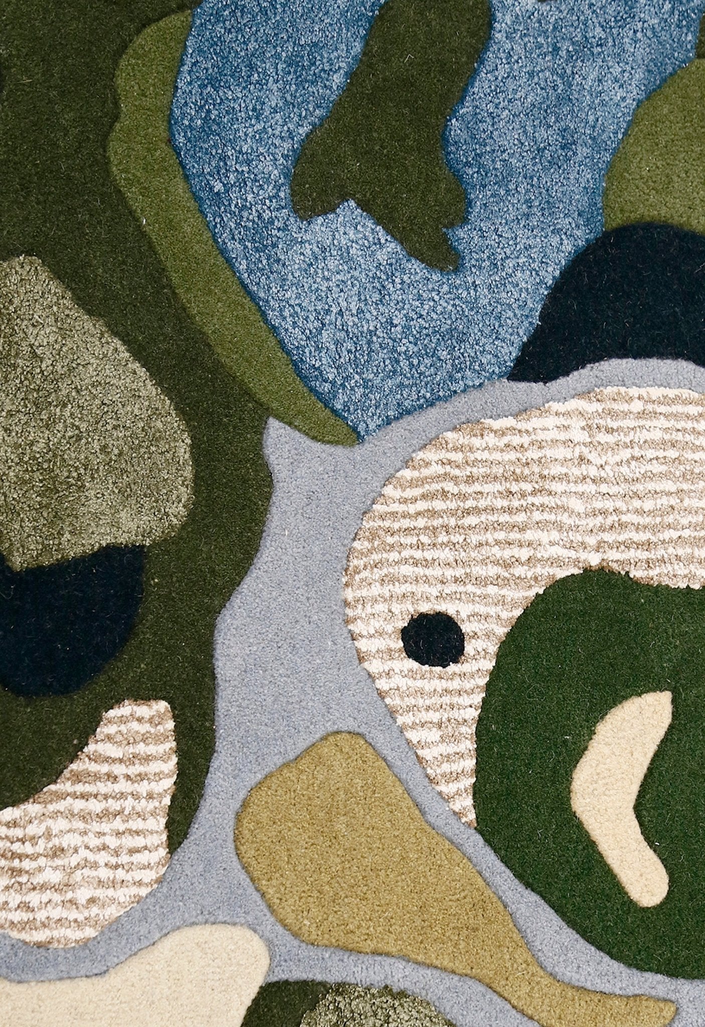 Golf course Modern Style Green Hand Tufted Wool Area Rug