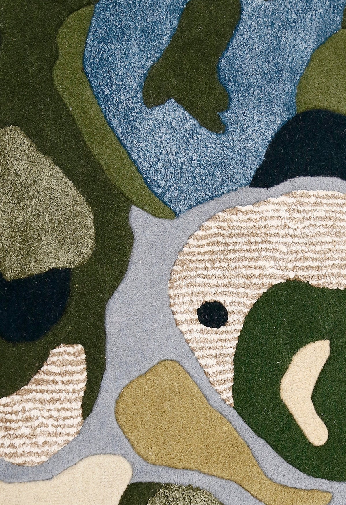 Golf course Modern Style Green Hand Tufted Wool Area Rug.