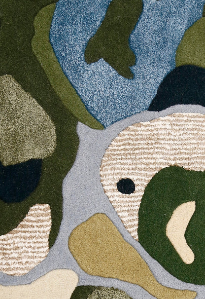 Golf course Modern Style Green Hand Tufted Wool Area Rug.