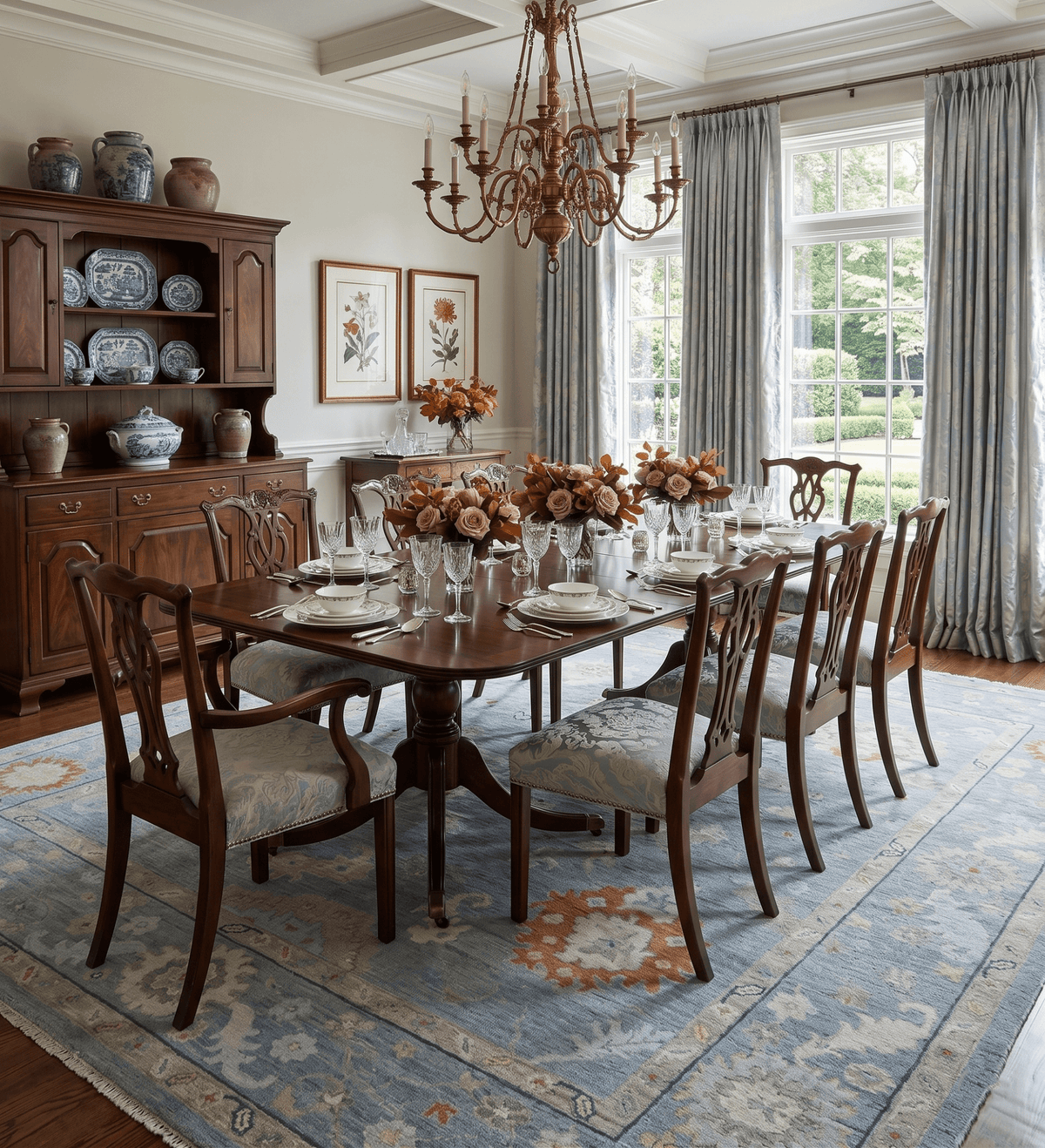 Gray and Beige Hand knotted Traditional Oushak Wool Area Rug.