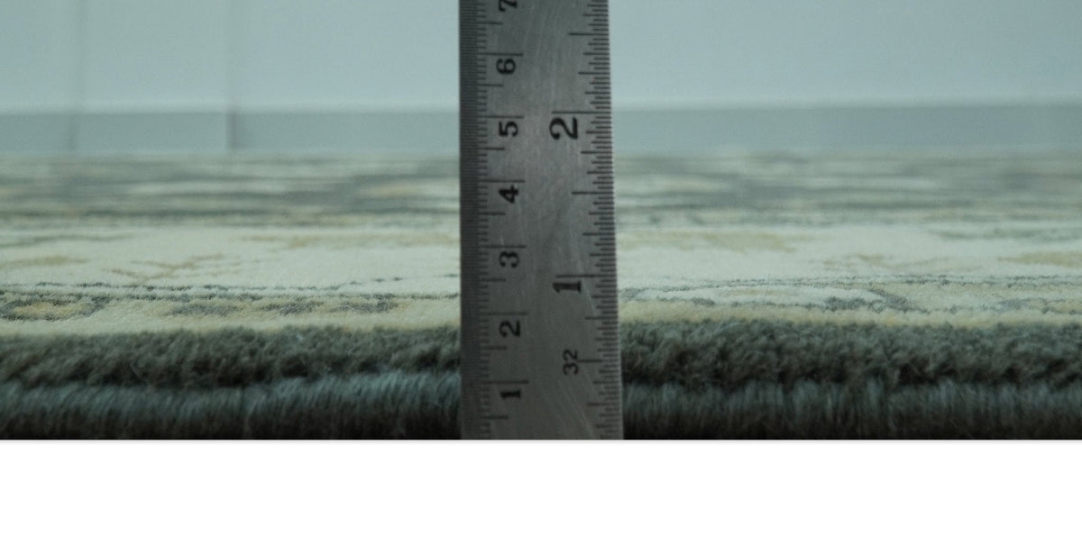 Gray And Beige Oushak Hand Knotted Custom Made Wool Rug.