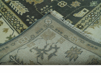 Gray And Beige Oushak Hand Knotted Custom Made Wool Rug.