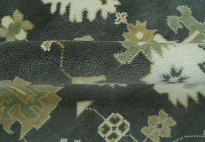 Gray And Beige Oushak Hand Knotted Custom Made Wool Rug.