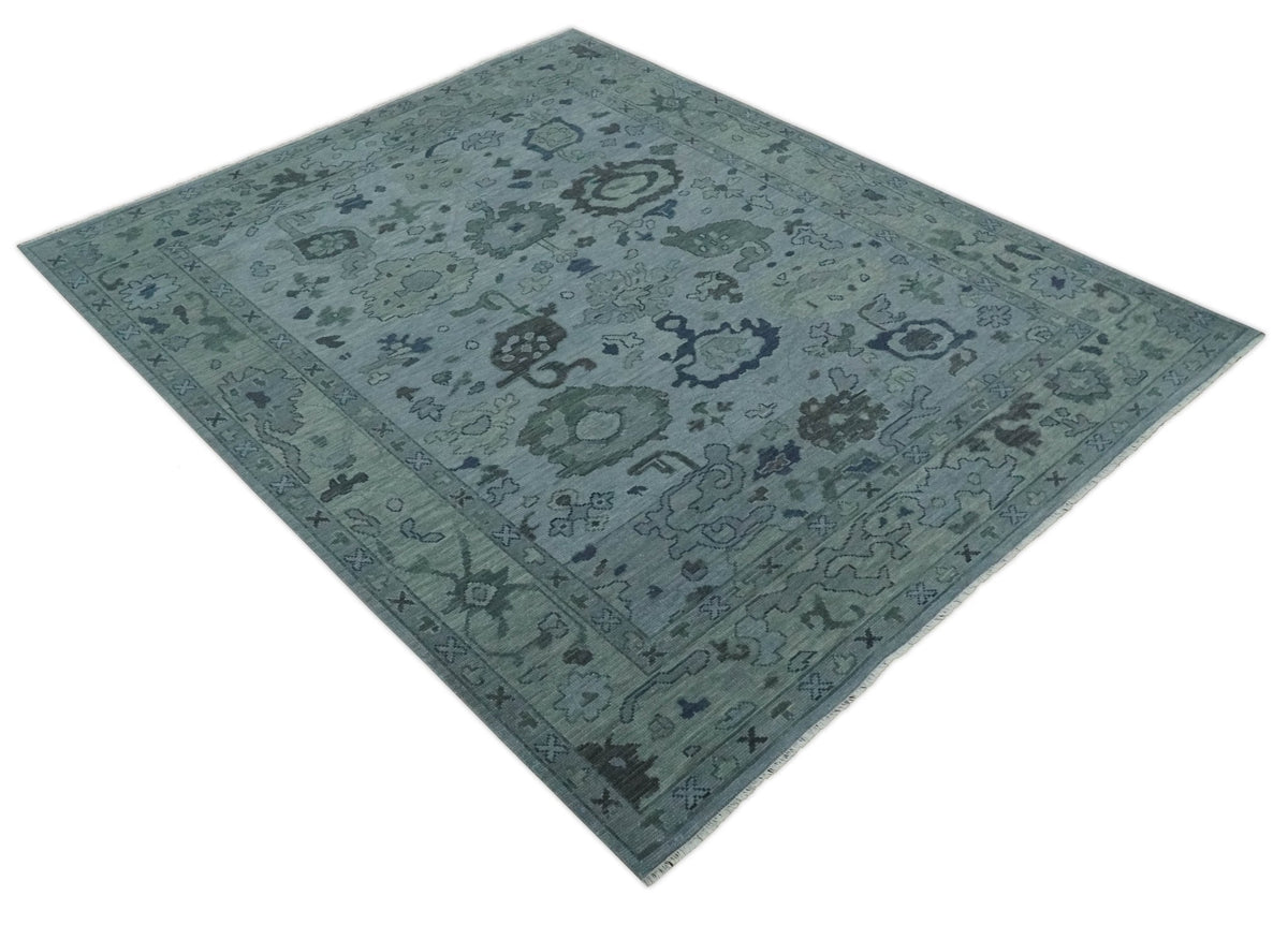 Gray and Charcoal Antique look Hand knotted Traditional Oushak wool Area Rug.
