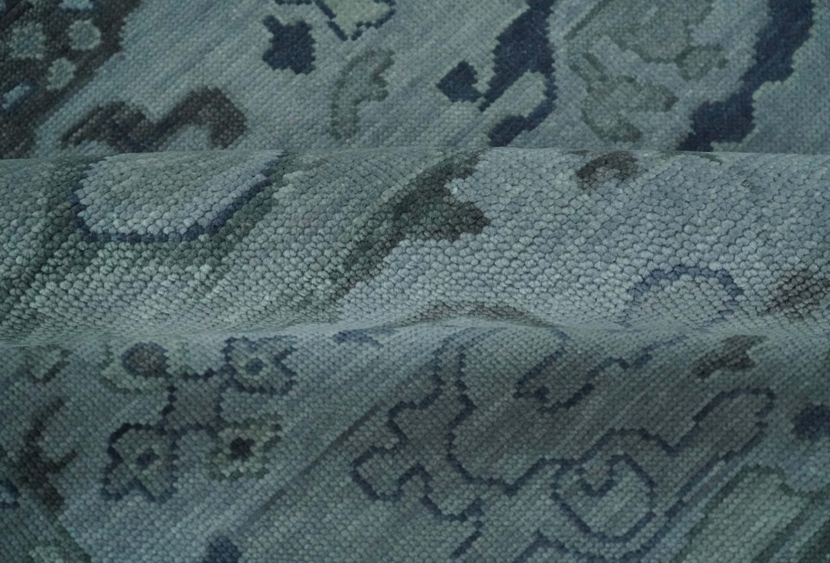 Gray and Charcoal Antique look Hand knotted Traditional Oushak wool Area Rug.