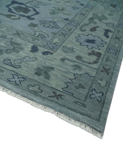 Gray and Charcoal Antique look Hand knotted Traditional Oushak wool Area Rug.