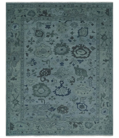 Gray and Charcoal Antique look Hand knotted Traditional Oushak wool Area Rug.