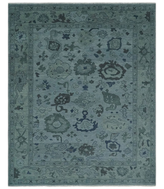 Gray and Charcoal Antique look Hand knotted Traditional Oushak wool Area Rug.