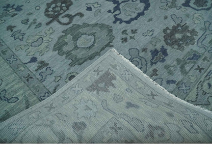 Gray and Charcoal Antique look Hand knotted Traditional Oushak wool Area Rug.