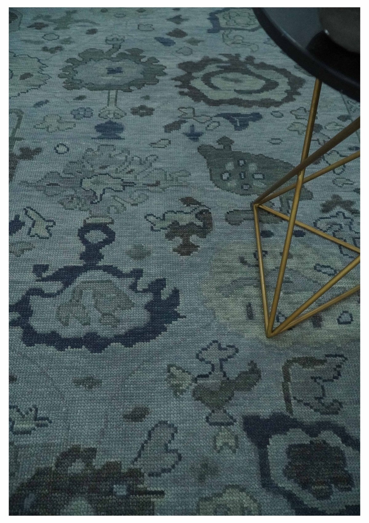 Gray and Charcoal Antique look Hand knotted Traditional Oushak wool Area Rug.