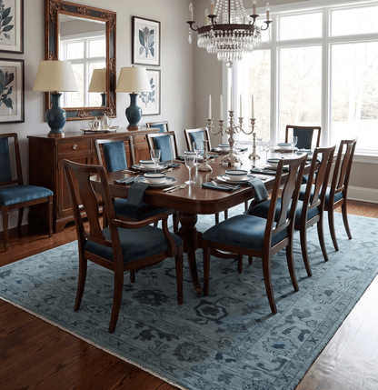 Gray and Charcoal Antique look Hand knotted Traditional Oushak wool Area Rug.