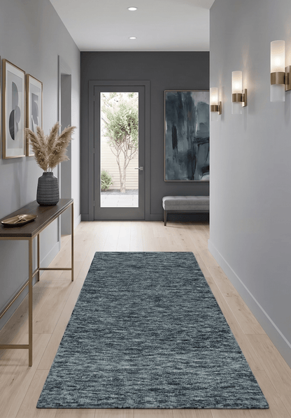Gray and Charcoal Modern Solid Hand Tufted Natural Wool Area Rug.