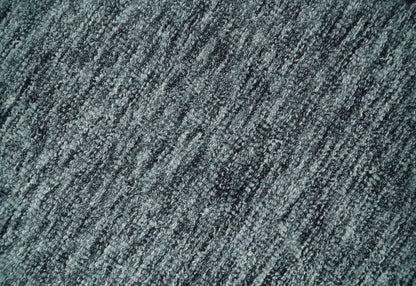 Gray and Charcoal Modern Solid Hand Tufted Natural Wool Area Rug.
