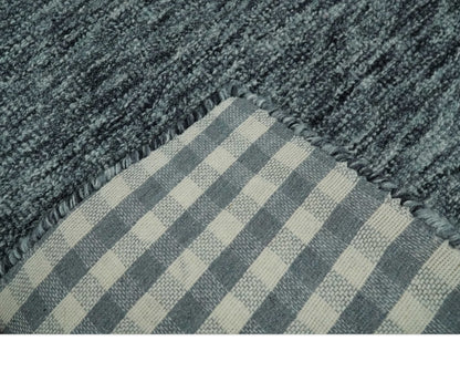 Gray and Charcoal Modern Solid Hand Tufted Natural Wool Area Rug.