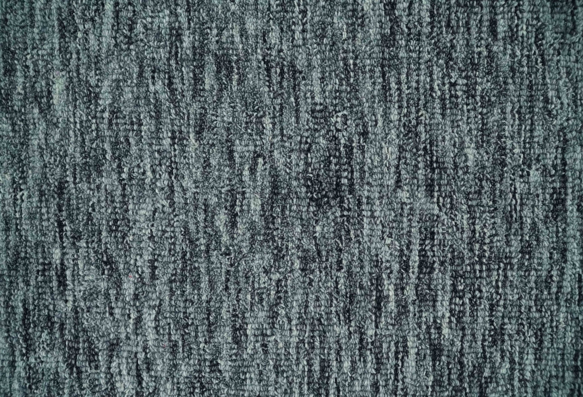 Gray and Charcoal Modern Solid Hand Tufted Natural Wool Area Rug.