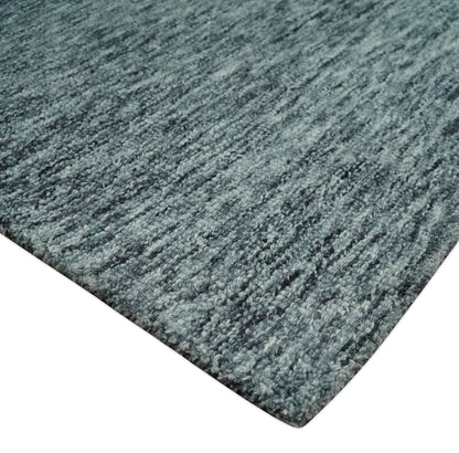 Gray and Charcoal Modern Solid Hand Tufted Natural Wool Area Rug.